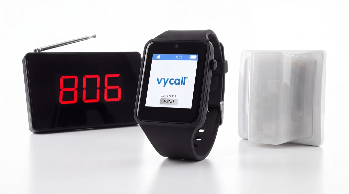 Vycall alıcı ekran, pager ve çağrı saati