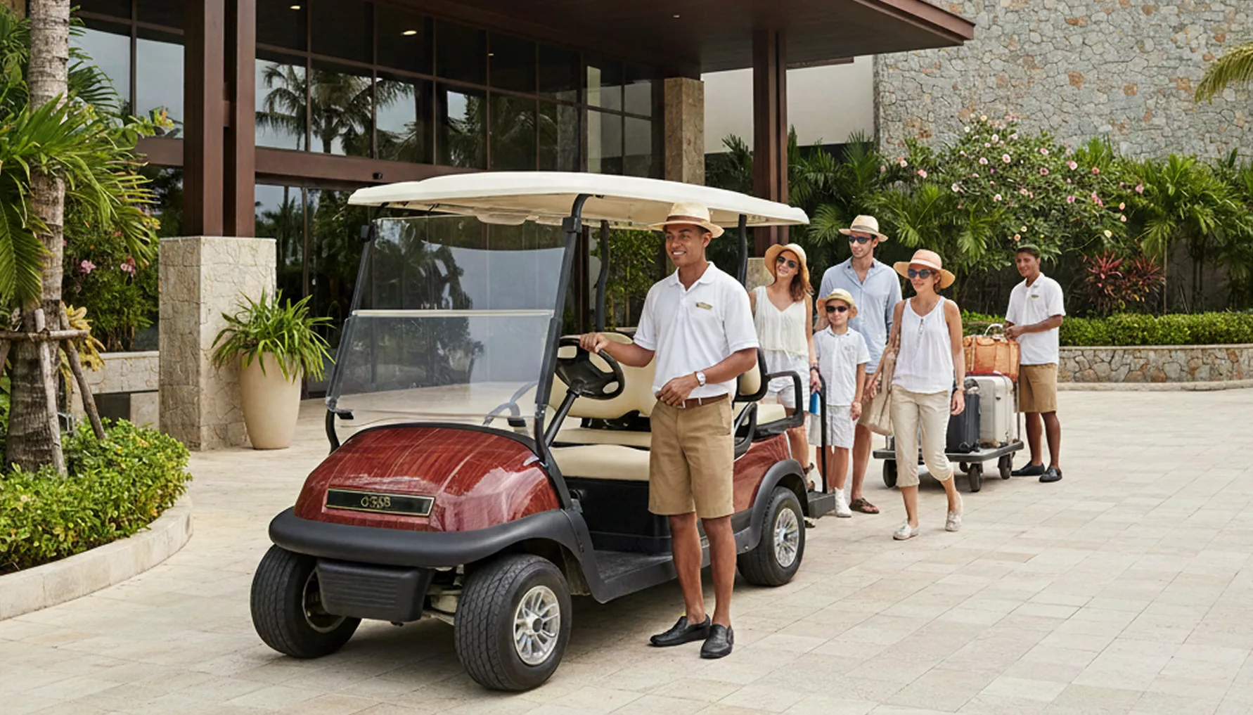 Resort havuz başında buggy çağrı butonu