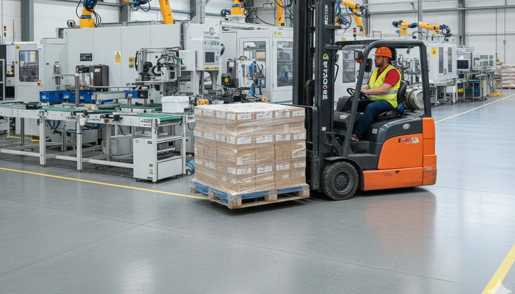 Depo koridorunda forklift çağrı butonu