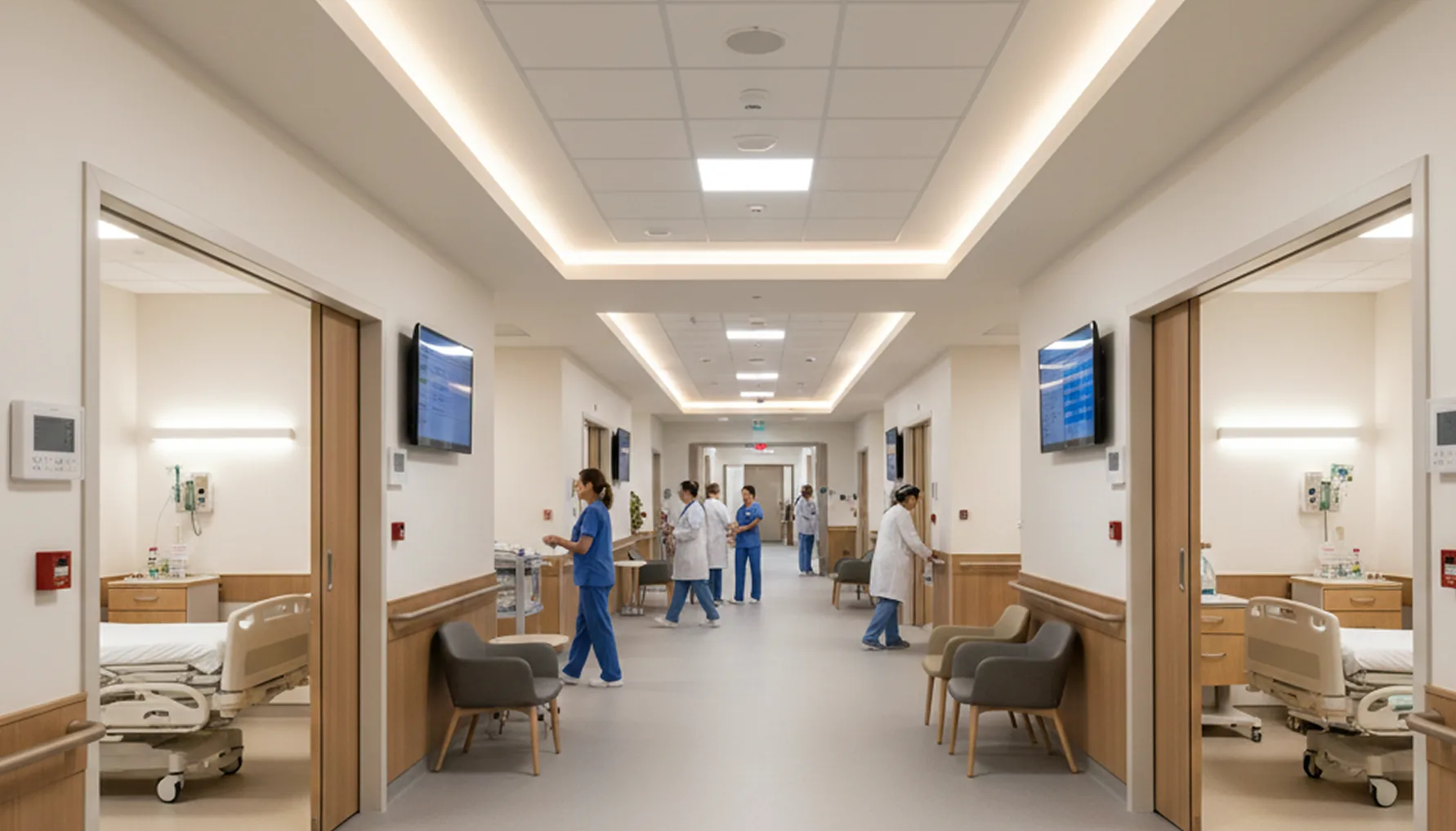 Klinik koridorunda çağrı noktası