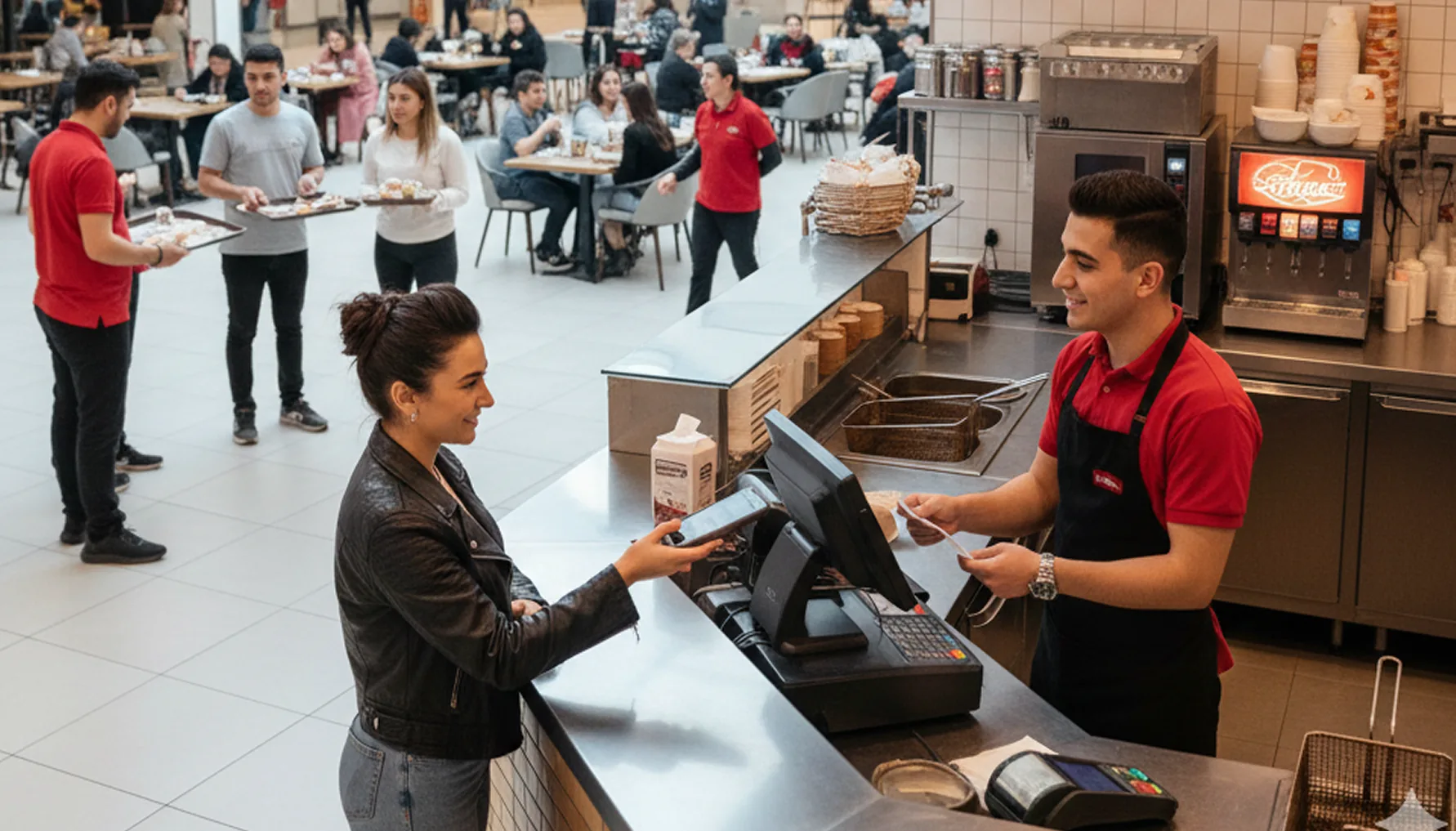 Food court alanında müşteri çağrı cihazı