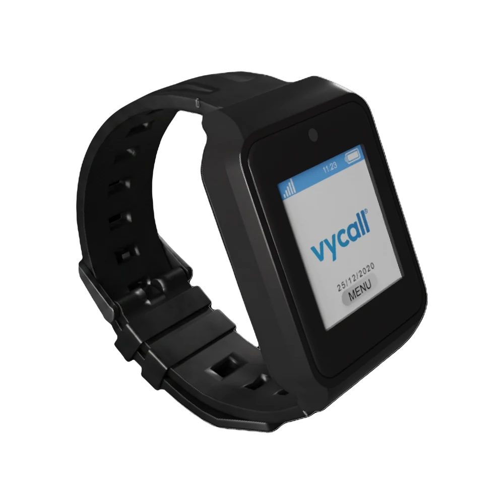 The Vycall A35WP mobile call pager, angled view — silicone strap