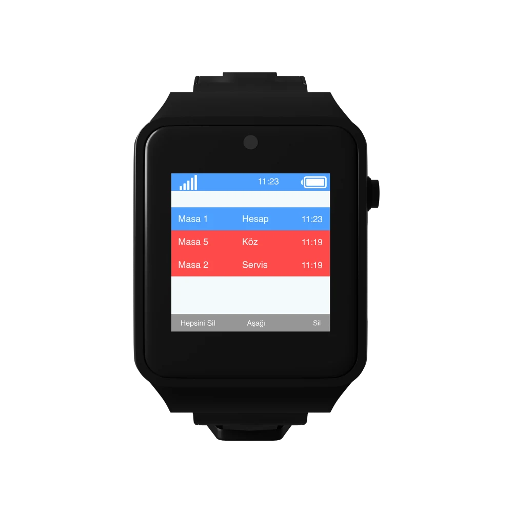The Vycall A35WP mobile call pager — table and call list screen