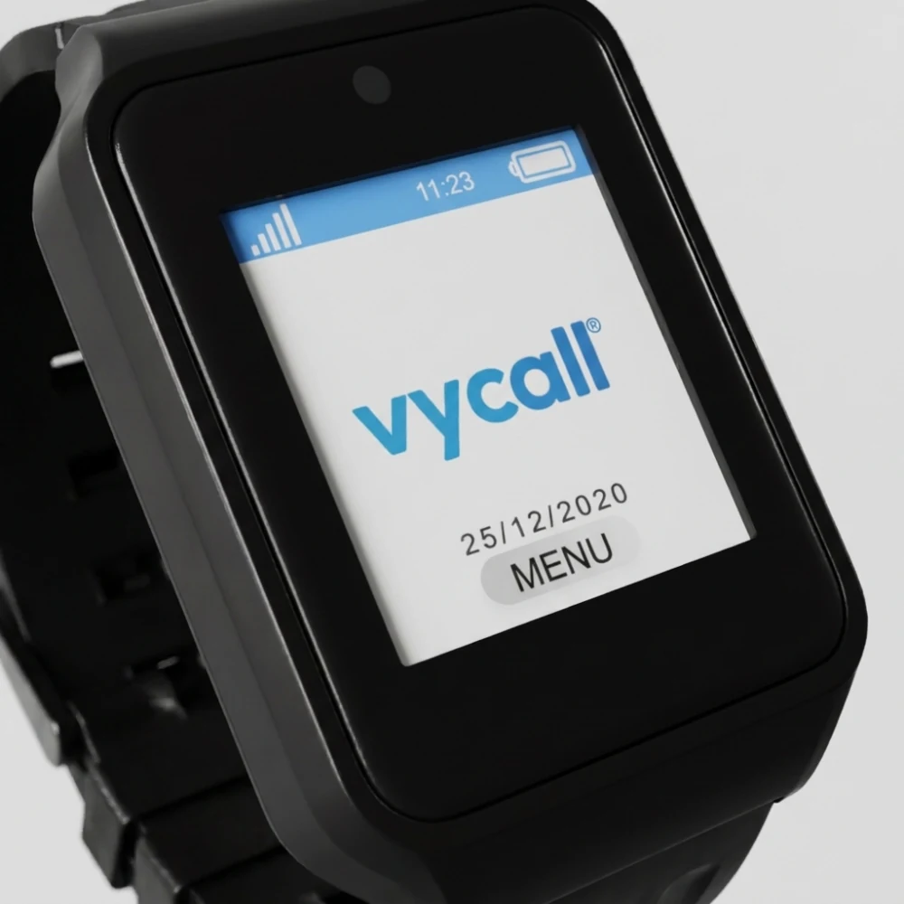 A close-up of the touchscreen on the Vycall A35WP mobile call pager