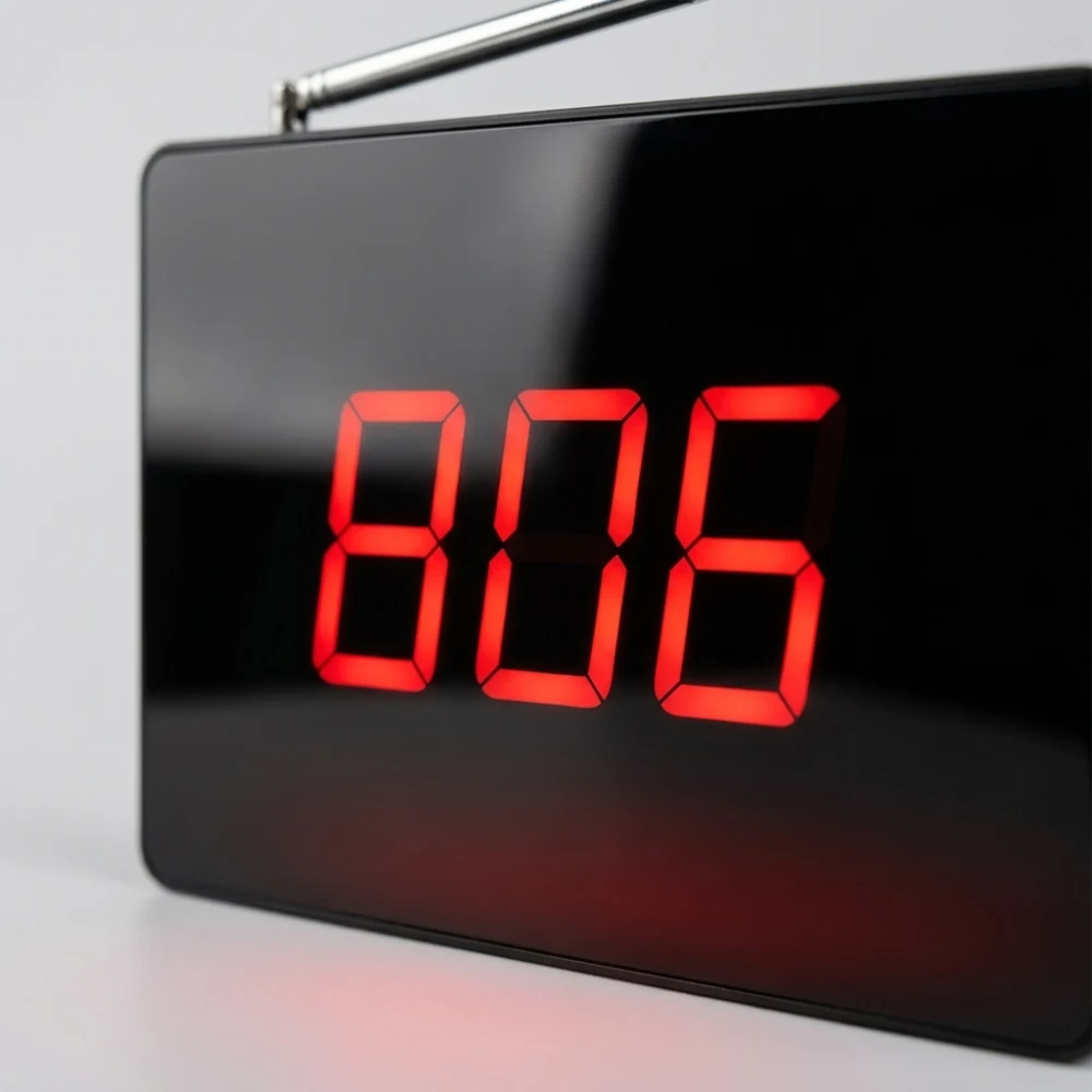 Vycall D20 çağrı gösterge ekranı — üç haneli LED rakam detayı