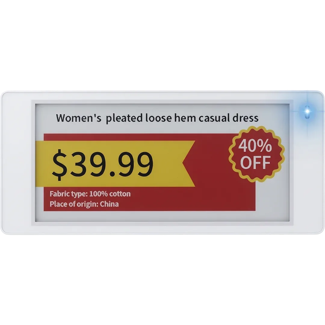 VyTag electronic shelf label showing an apparel price on a store shelf