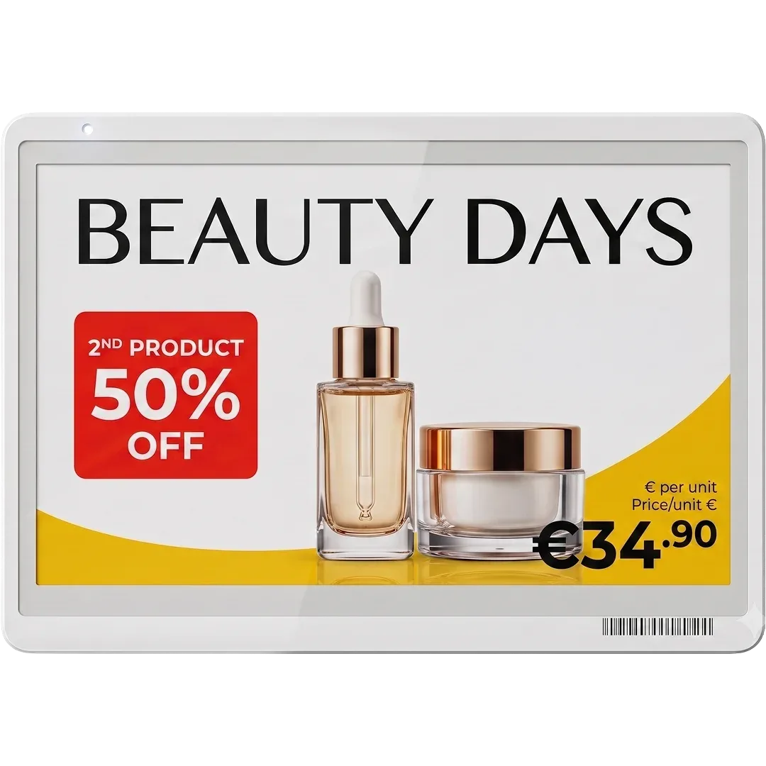 VyTag information display showing a cosmetics campaign in a pharmacy