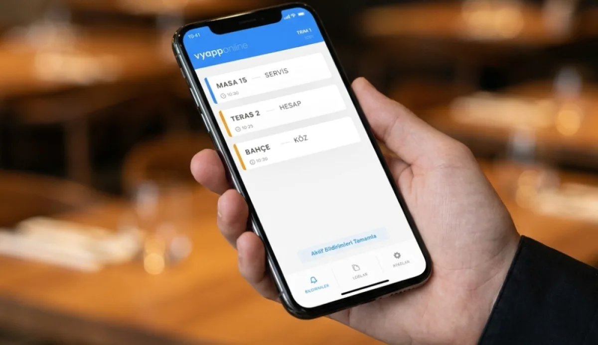 VyApp Smart Call call list on a staff phone in a restaurant