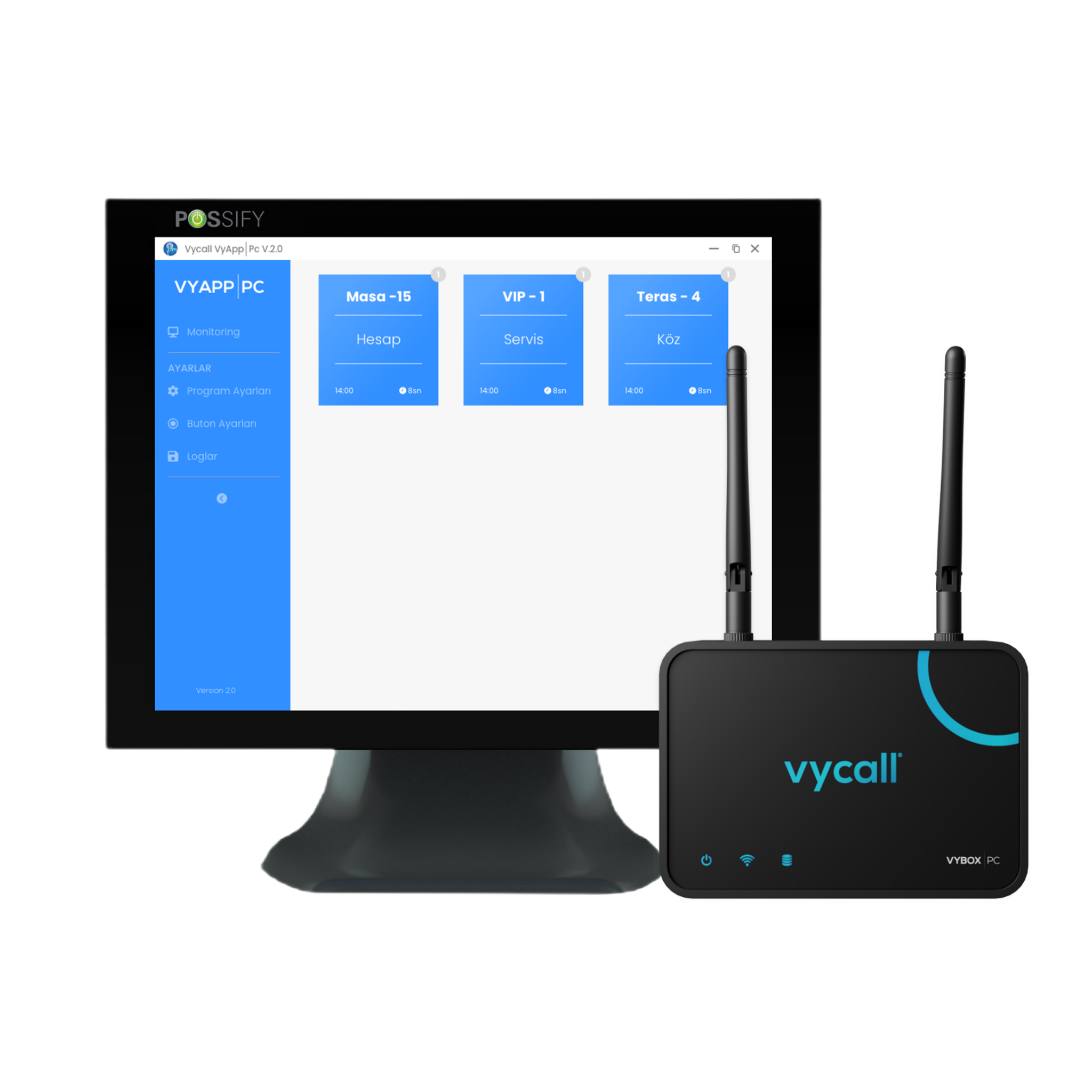 VyBox PC Receiver masaüstü bilgisayarda çağrı takip ekranı
