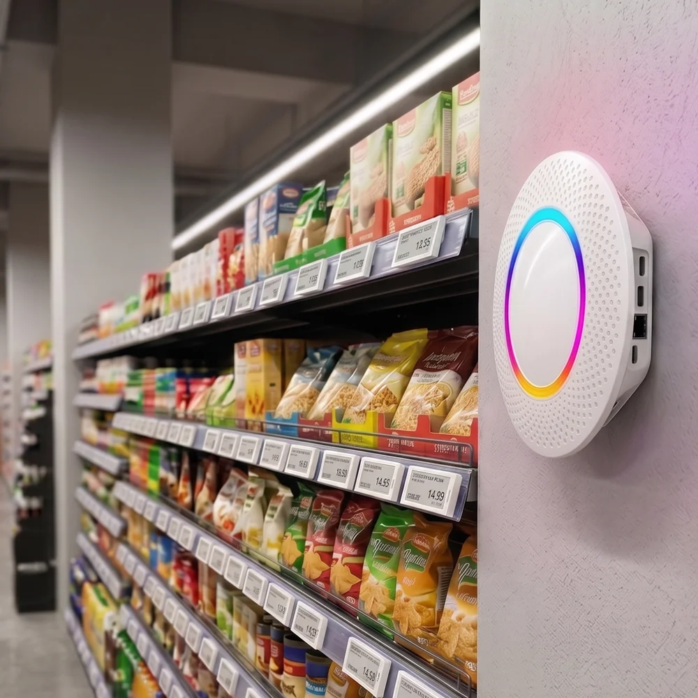 VyTag Gateway mounted on the store ceiling